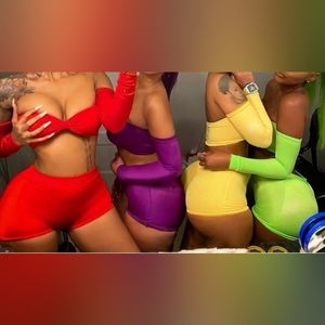 RED BARTENDER EXOTIC OUTFIT CUSTOM MADE RAVE OUTFIT stripper outfit